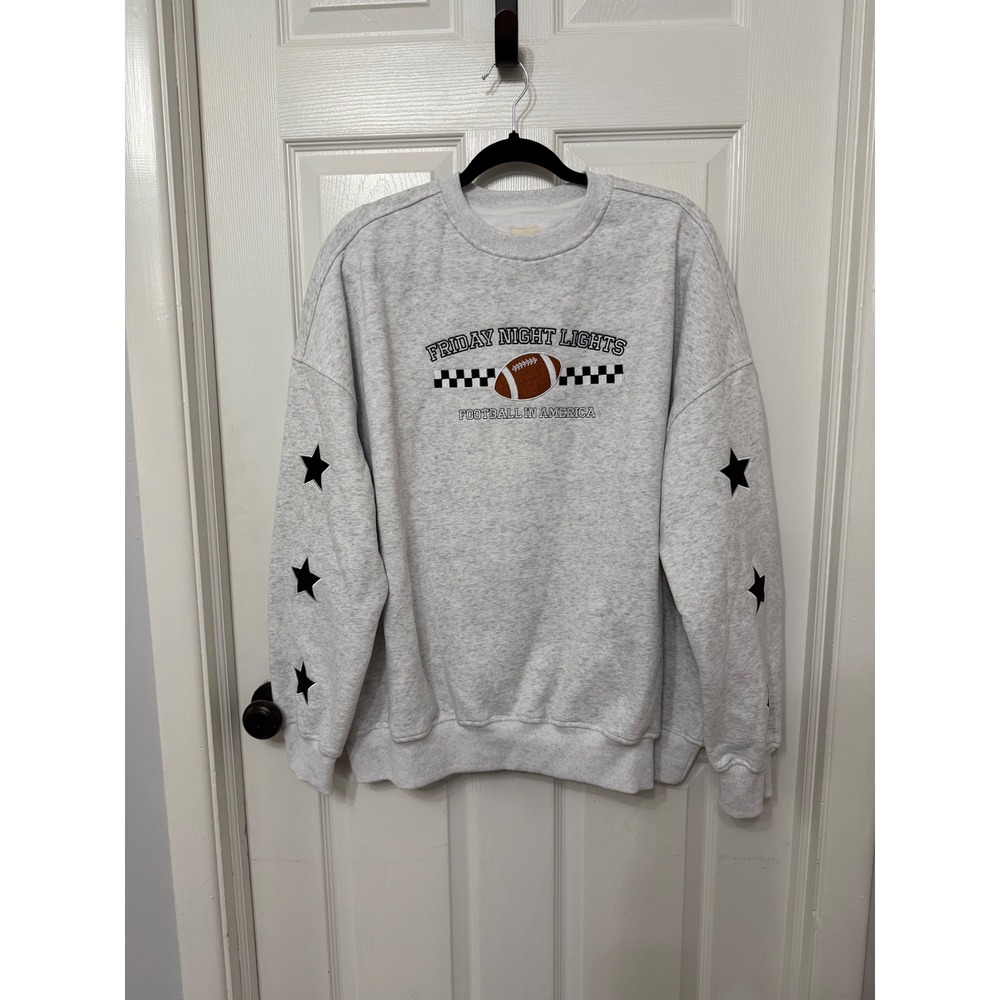 Sunkissed Coconut Friday Night Lights Football Star Sleeve Sweatshirt Gray L